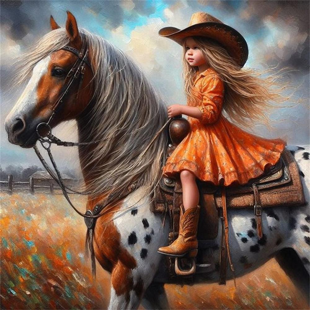 Diamond Art Painting Kits Girl Horse Portrait Cross Stitch Needlework Diamond Embroidery Kits Figure Wall Decor