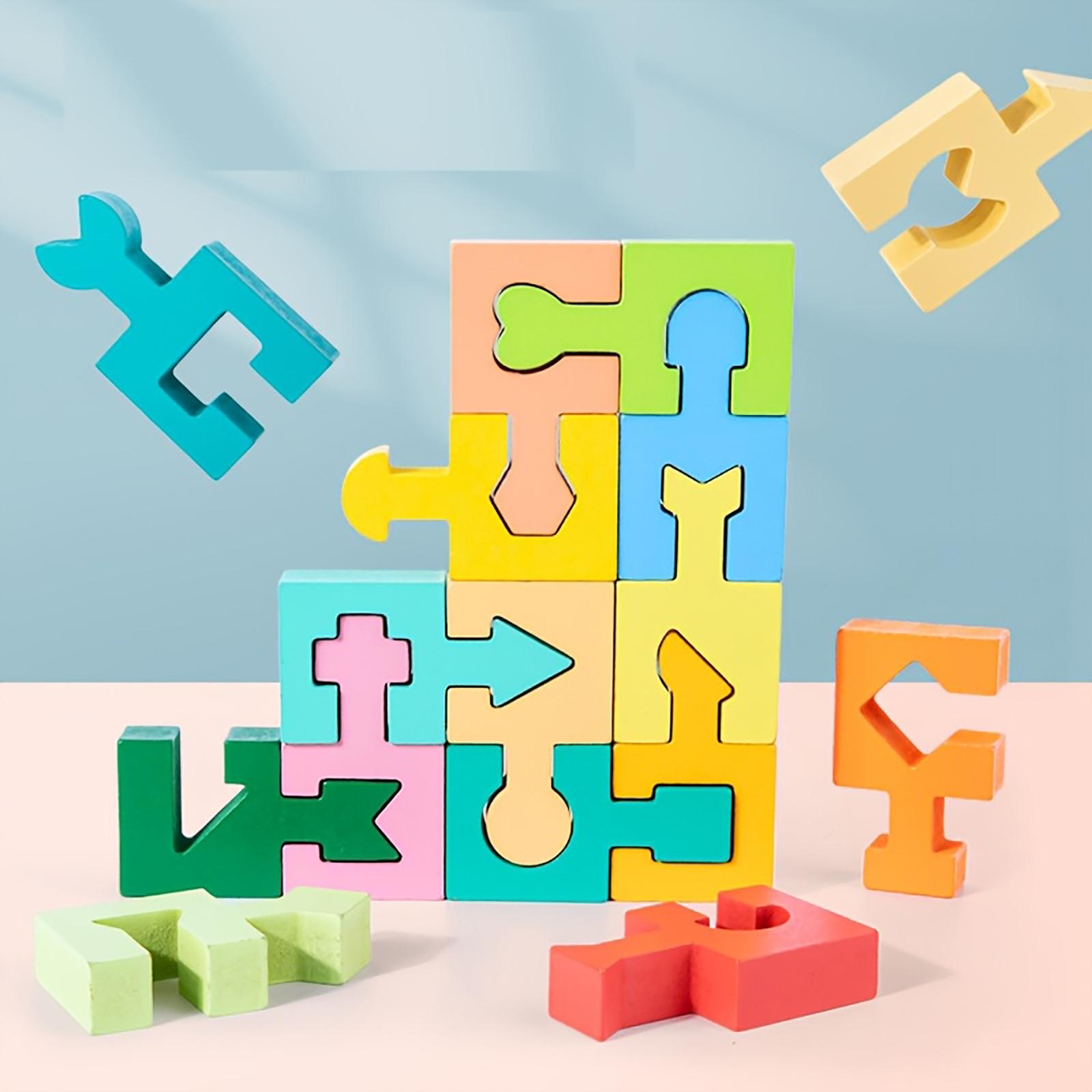 

16pcs Colorful Geometric Puzzle Plastic Building For Youngsters, Hand-Eye Coordination Logical Thinking Development Educational Toy One Size