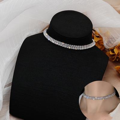 Nový luxusní zirkonový personalizovaný řetízkový náhrdelník Dámský řetízkový řetízek s límcem Jednoduchý přehnaný náhrdelník