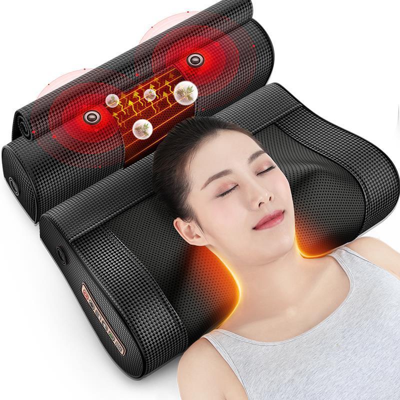 Cervical Vertebra Massage Pillow Kneading Deep Tissue Multi-func Electric Hot Compress Neck Massage Pillow with Infrared Heat