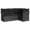 Vidaxl 4-Cz. Garden Lounge Set, Cushions, Black PE Rattan