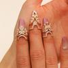 Nail Ring 3D Butterfly Flower Wing Design Detachable Nail Cap Ring Set Sparkling