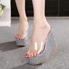 Women's Summer 2025 Floral Wedge Heel Platform Sandals - 13cm Thick Bottom, One-Strap Korean Style