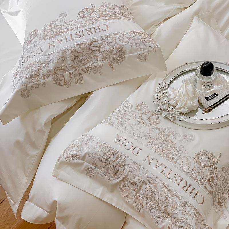 100 Count Long Staple Cotton Bedding Set Plant Flower Patterns Embroidered Duvet Cover TwinFull QueenSize Bed Sheet Fitted Sheet