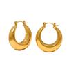 Stainless Steel Hollow Earrings for Women - Fashionable 18K Gold Simple Round Design, Versatile and Trendy Style.