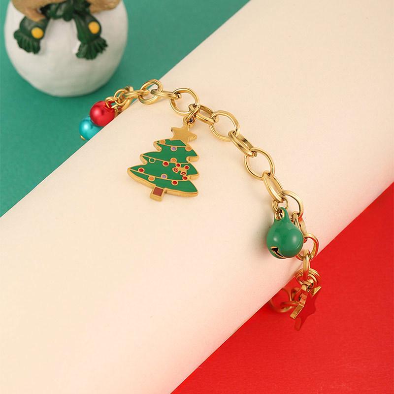 Santa Claus Christmas Tree Pearl Titanium Bracelet - Cute European & American Cartoon Girl Jewelry