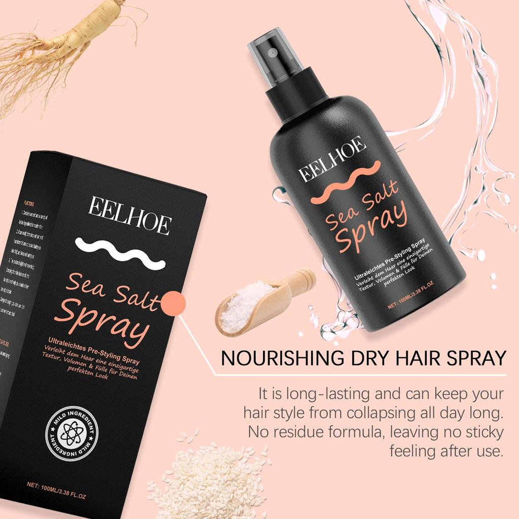 EELHOE Hair Sea Salt Styling Spray - Effortless Refreshing Oil-Free Fluffy Hair Leave-In Styling Dry Hair Spray