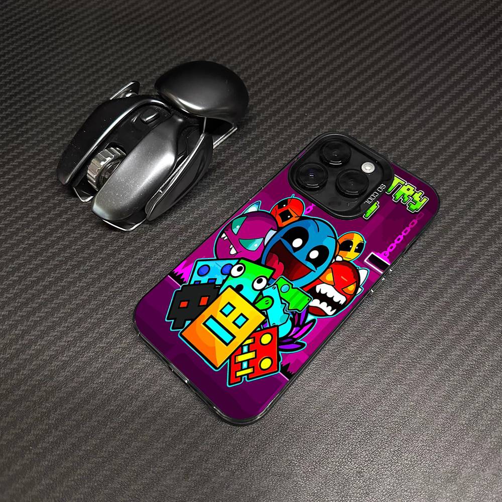 Game Geometry Dash Phone Case For IPhone 17 16 15 14 13 Pro 12 11 Pro Max PLUS Color Back Cover