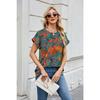 Summer Printed Round Neck Loose Short Sleeved T-shirt Casual Versatile Top for Women