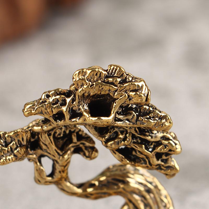 1Pc Brass Mini Welcome Pine Figurine Tree Miniature Landscape Small Bonsai Tree Statues Decorations Accessories