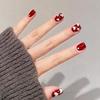 Cherry Red Heart Print Whitening Nail Stickers - 24 Pieces