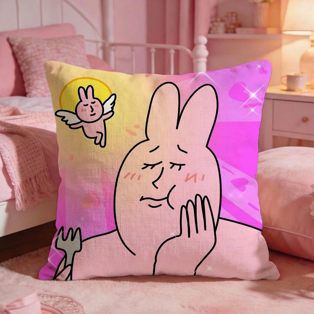 My Ffriends Rabbit Cute Cushion Cover Premium Comfort Reversible Pillow Cove Two In One Design For Any Room  Car Interior