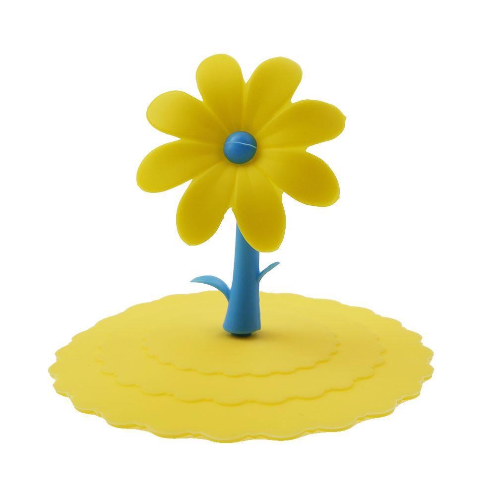For Better Life 1PC Silicone Water Cup Lid Anti-dust Seals Glass Cap Cover Cute Flowers Adorn Easy To Clean Odorless Handle