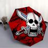 1 Stück One Piece Piratenflagge Totenkopf Automatisches Öffnen/Schließen Faltbarer Tragbarer Regenschirm mit 8-Rippen-Struktur für Damen/Herren, Ganzjahresgebrauch a0901101