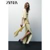 Zaprha 2025 Autumn New Women Elegant Turtleneck Backless Laminated Decoration Pleat Long Dress 4661209