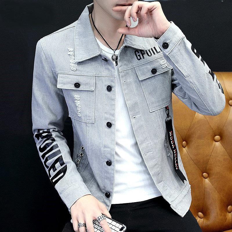 Men's Autumn 2023 Korean-Style Denim Jacket - Trendy, Handsome, Social Young Men's Fashion Z