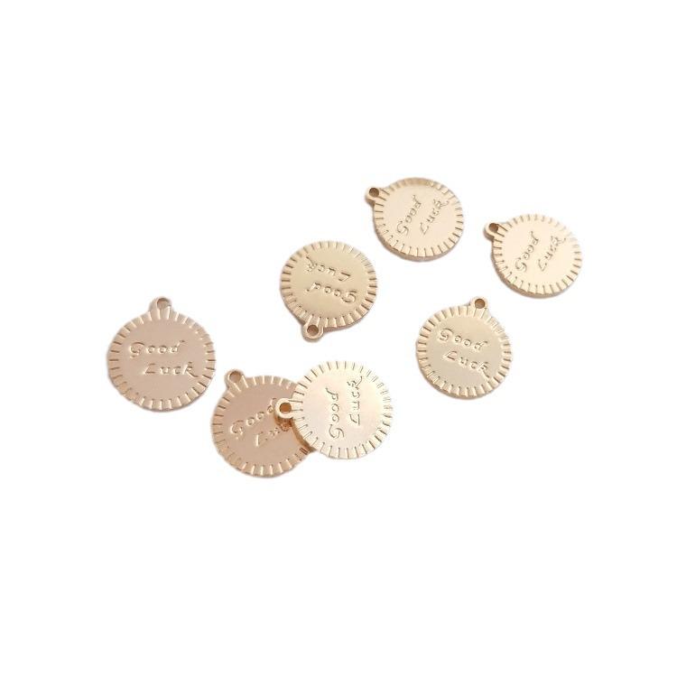 14K Gold-filled GoodLuck Pendant: Color-Preserving Round Tag for DIY Necklace, Bracelet, and Clavicle Chain