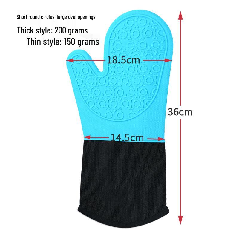 Nine Likes Thick Short Silicone Oven Gloves - Heat Resistant Kitchen Mitts with Two-Finger Design for Baking and Cooking