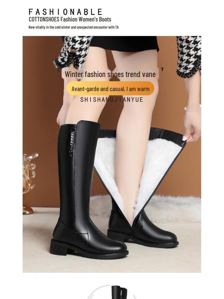 2024 Cizme plate de lână pentru femei la jumătatea gambei, cu căptușeală de catifea (YT8733)