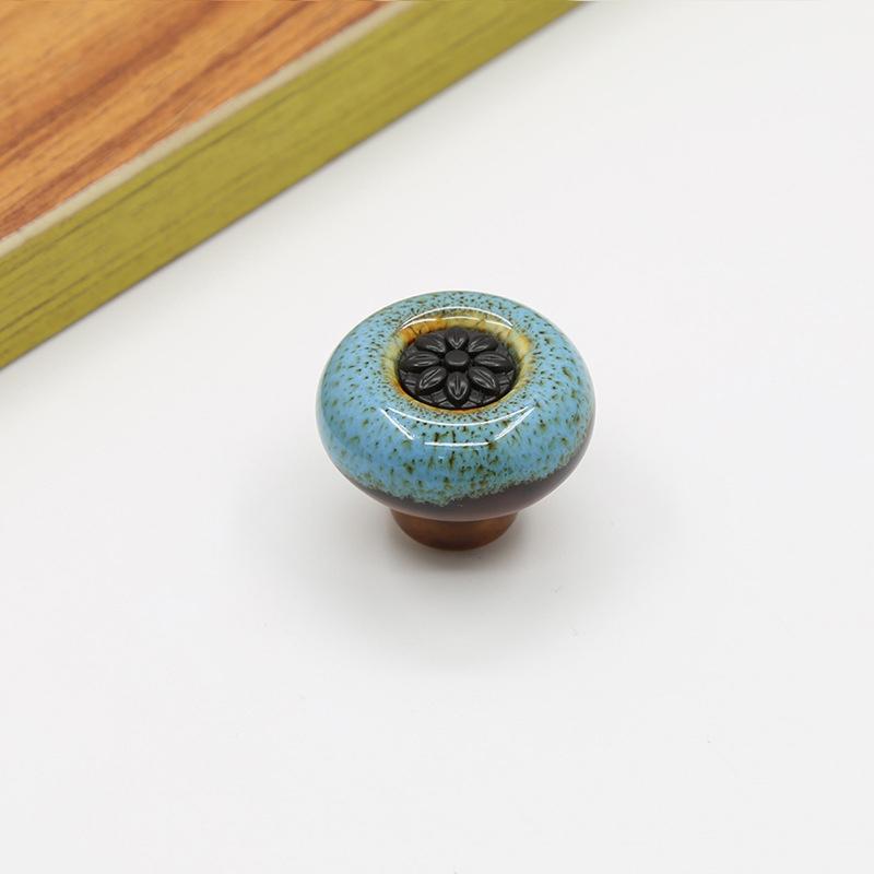 Wardrobe Door Small Handle Retro Cabinet Leopard Print Glass Handle Circular Single Hole Handle Home Decoration