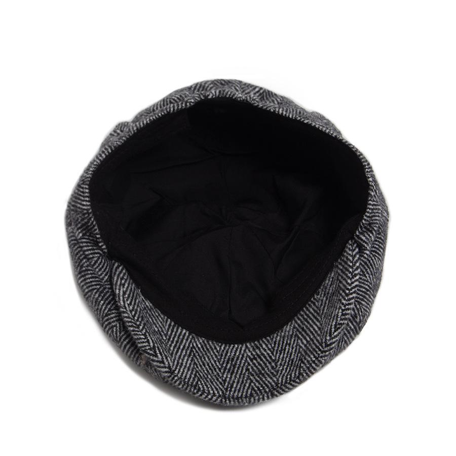Men's Vintage Herringbone Wool Blend Newsboy Cap for Autumn/Winter