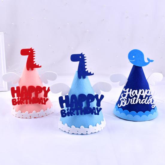 Happy Birthday Hat Dinosaurs Whales Bright Color No Deformation Adorable Adult Children Birthday Felt Hat Party Supplies