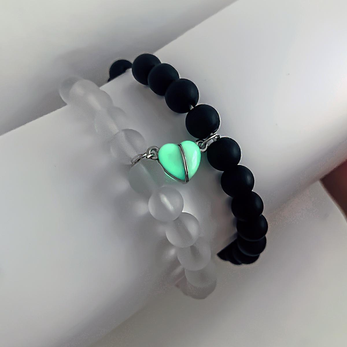 

Браслет для пары из бисера с магнитным кулоном в виде сердца любви - Эластичные украшения для мужчин и женщин