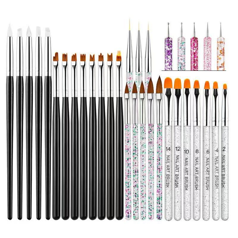 31-Piece and 32-Piece Nail Art Brush Sets - Comprehensive Tool Kit
