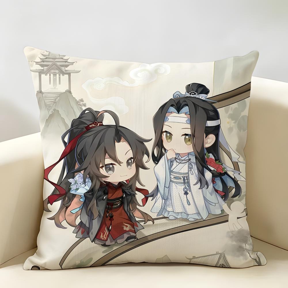 Cute MMo DDao ZZu SShi Cushion Cover Natural Linen Organic Fabric DoubleSided Printing Room Sofa Decor Pillow Case