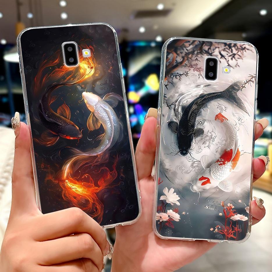 For Samsung Galaxy J6 Plus Case SM-J610F Cute Fashion Love Heart Painted Cover Soft Silicone Case For Samsung J6 J600F J6+ Shell