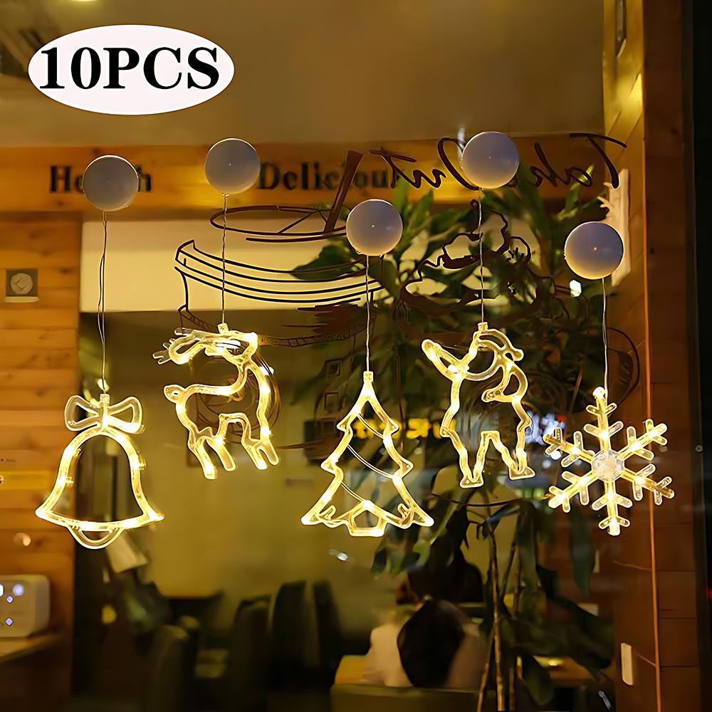 

10 шт. светодиодные гирлянды на присосках Санта-Клауса, гирлянды на присосках для окон в виде снеговика, гирлянды для рождественской елки, праздничные украшения 2 PCS