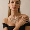 Multi Layer Geometric Necklace Charm Metal Chain Choker Punk Style Metal Line Necklace  Women