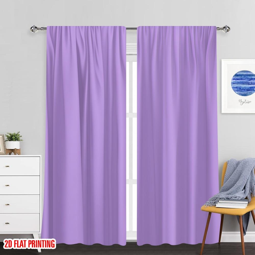 Set Of 2 Flat Printing Drapes Purple Versatile Durable Polyester Without Electricity Family Party Decoration Decorations Curtain