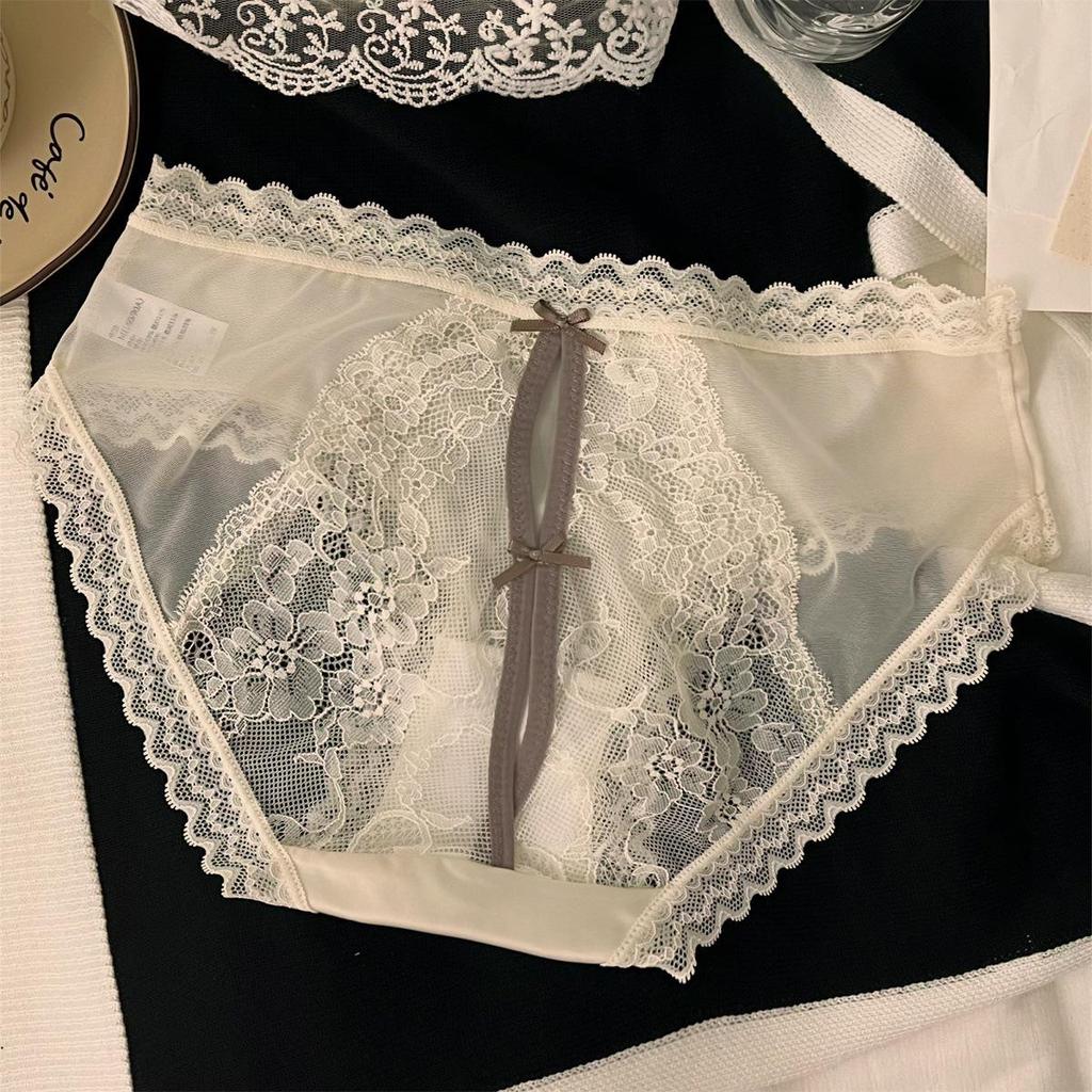 French Satin Lace Panties - Sheer, Seamless, Sexy Thongs for Women