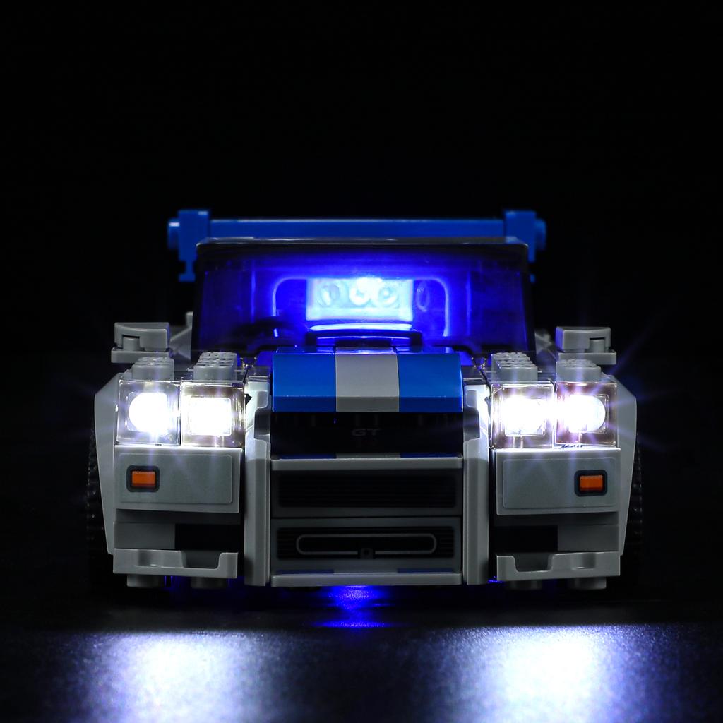 Gör-det-själv LED-belysningskit för LEGO Speed Champions 76917 2 Fast 2 Furious – Nissan Skyline GT-R (R34) Byggklossleksaker Justerbara Belysningstillbehör