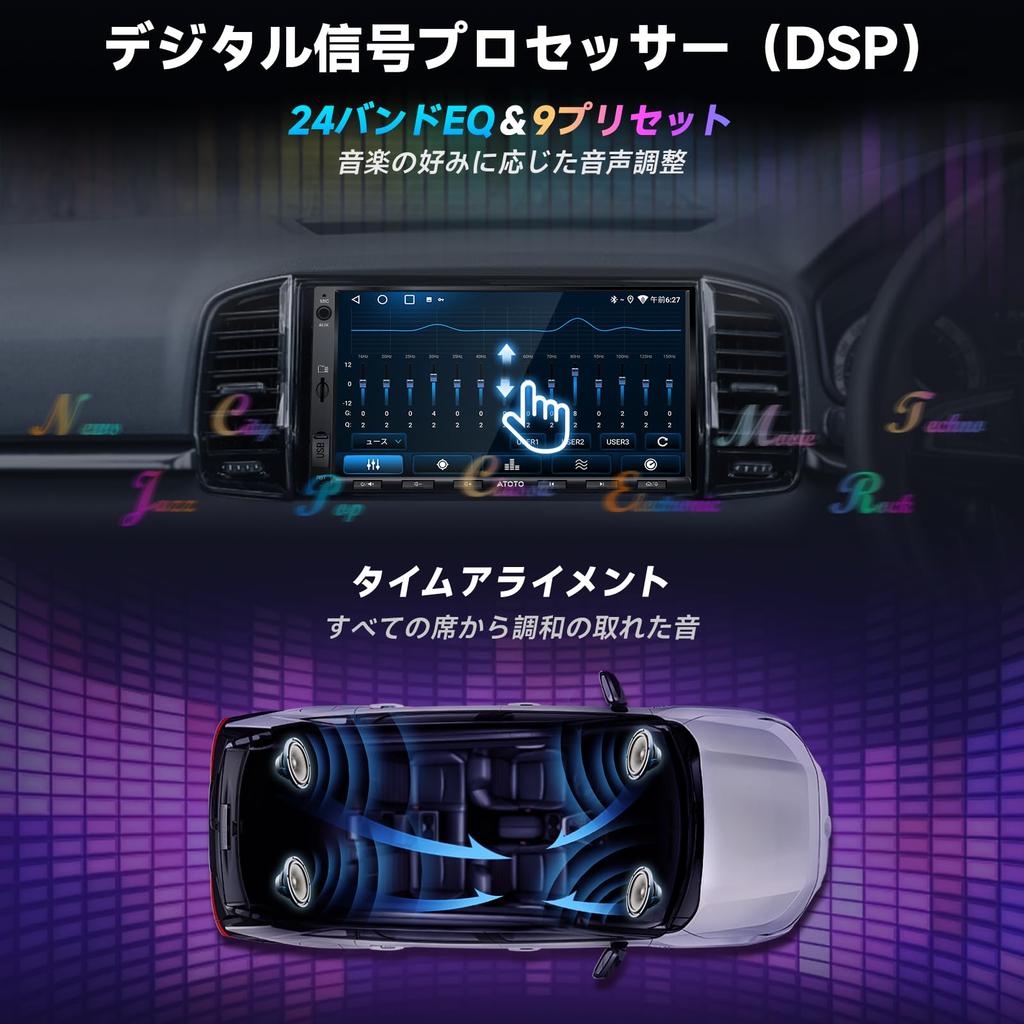 ATOTOZONE A5L Android 2DIN Display Android CarPlay Android Auto EQ Karte Video HD Rückfahrkamera Lenkradsteuerung GPS Sprachsteuerung Audio, 7-Zoll Navigation,