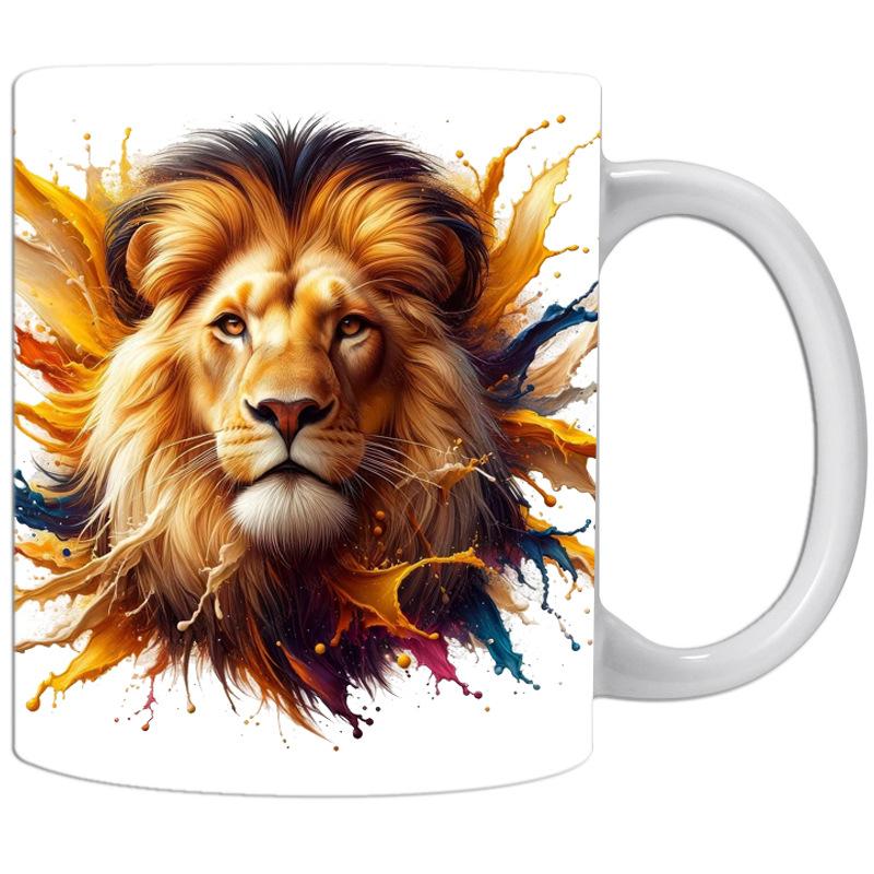 Lion Cat Ceramic Coffee Mark Cup Tea Cup New Holiday Gift King Mug