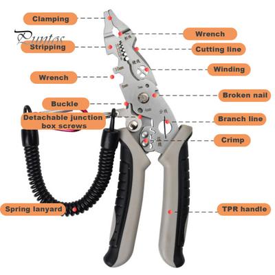 Multifunktionale Abisolierzange Crimper Kabelschneider Zange mit Rutschfestem Griff Elektriker Zange Werkzeuge Kabelabisolierzange