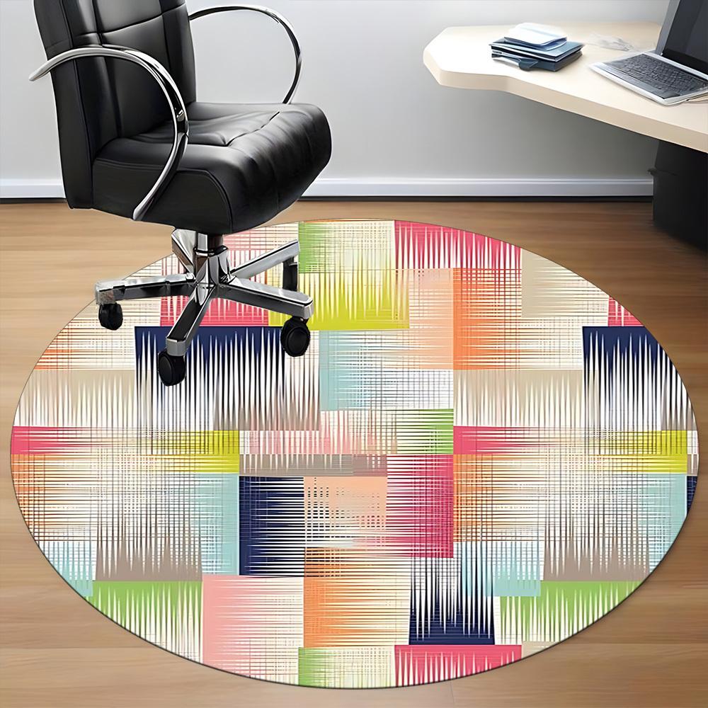 1pc Abstract Pattern Office Round Rug, Non-slip, Soft and Durable Office Rug for Interior Decoration, Perfect for Office, Beautiful Decoration yy26031