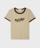 WHO.A.U Rock Lettering Ringer T-Shirt(F) / Whrag3721F