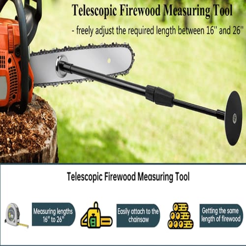 Chainsaw Firewood Gauge | Telescoping Firewood Measuring Tool | Portable and Adjustable Firewood Cutting Tool with Lightweight Magnetic Tip Design for
