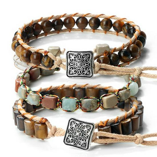 Retro-Style Evil Eye Bracelet: Handmade Woven Cord, Adjustable for Women