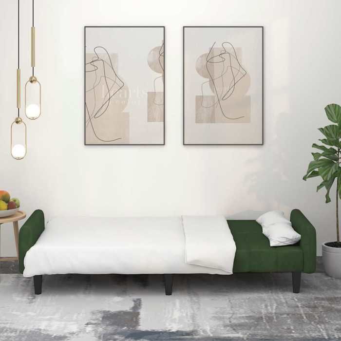 VidaXL Canapé-lit à 2 places vert foncé velours 375776