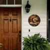 Squirrel Metal Wall Art Circular Sign Rust Resistant Home Decor Halloween Decor