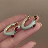 French Earrings Beautifully Smoke Blue Round Oil Dripping Earrings Popular Accessories High-End Earrings Elegant Luxury