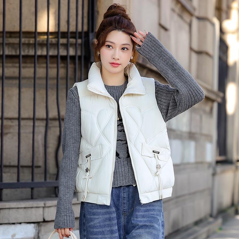 Down cotton vest women's autumn and winter short cotton jacket versatile down cotton vest vest vest vest stand collar vest jacket batch