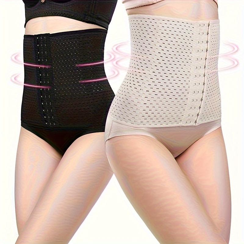 Breathable Mesh Waist Traine Slimming Body Shaper Belt with Triple-Row Hooks, Elastic Fitness & Postpartum Support, Seamless Design