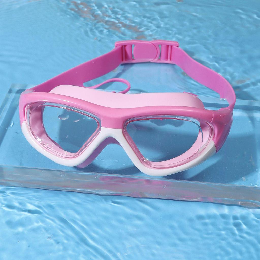Kids' Waterproof Anti-Fog Swimming Goggles with Integrated Earplugs and Buckle for Boys and Girls