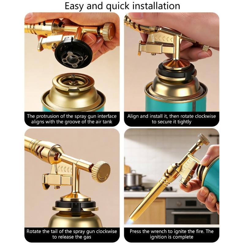 Cartridge Gas Torch with Electronic Ignition and Adjustable Flame Control Up To 1300°C Featuring Fast Change Canister Interfaces and Heat Resistant