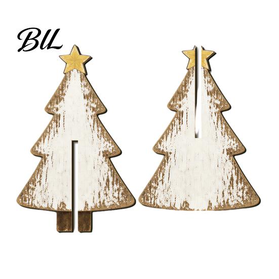 Easy Storage Seasonal Decorations Wooden Christmas Tree Tabletop Decoration, Rustic 3D Interlocking Ornaments, Vintage Reusable Eco Friendly